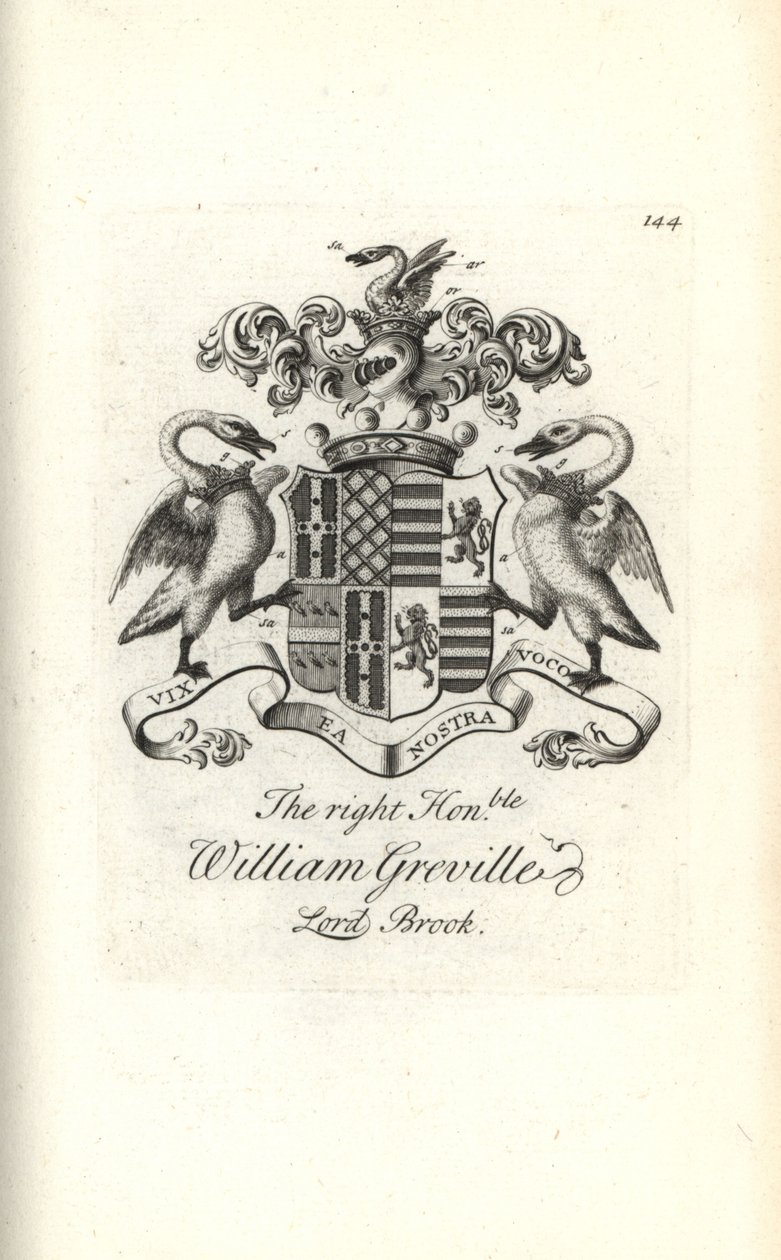 Våbenskjold og våbenskjold af den højre ærede William Greville, 7. Baron Brooke af Andrew Johnston