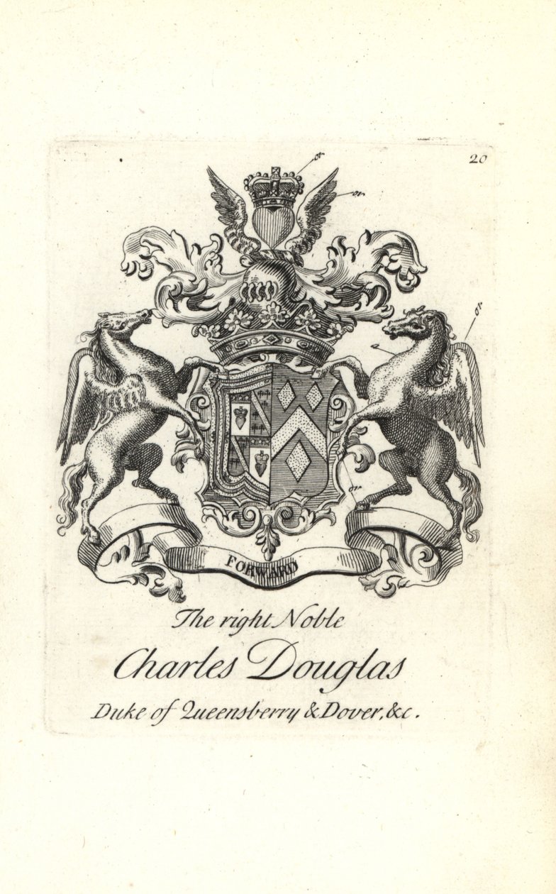 Våbenskjold og våbenskjold af den højre adelige Charles Douglas, 3. hertug af Queensberry og Dover af Andrew Johnston