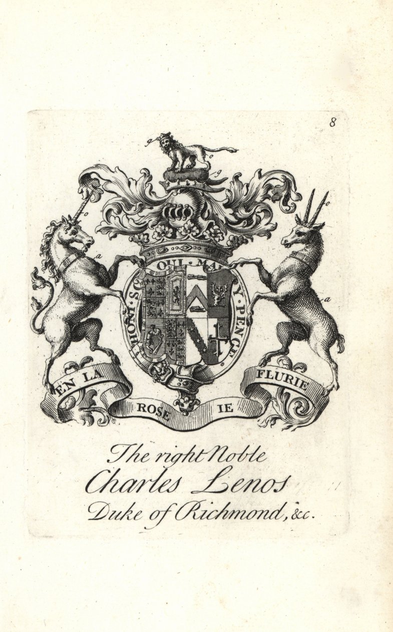 Våbenskjold og våbenskjold af den højre adelige Charles Lenos eller Charles Lennox af Andrew Johnston