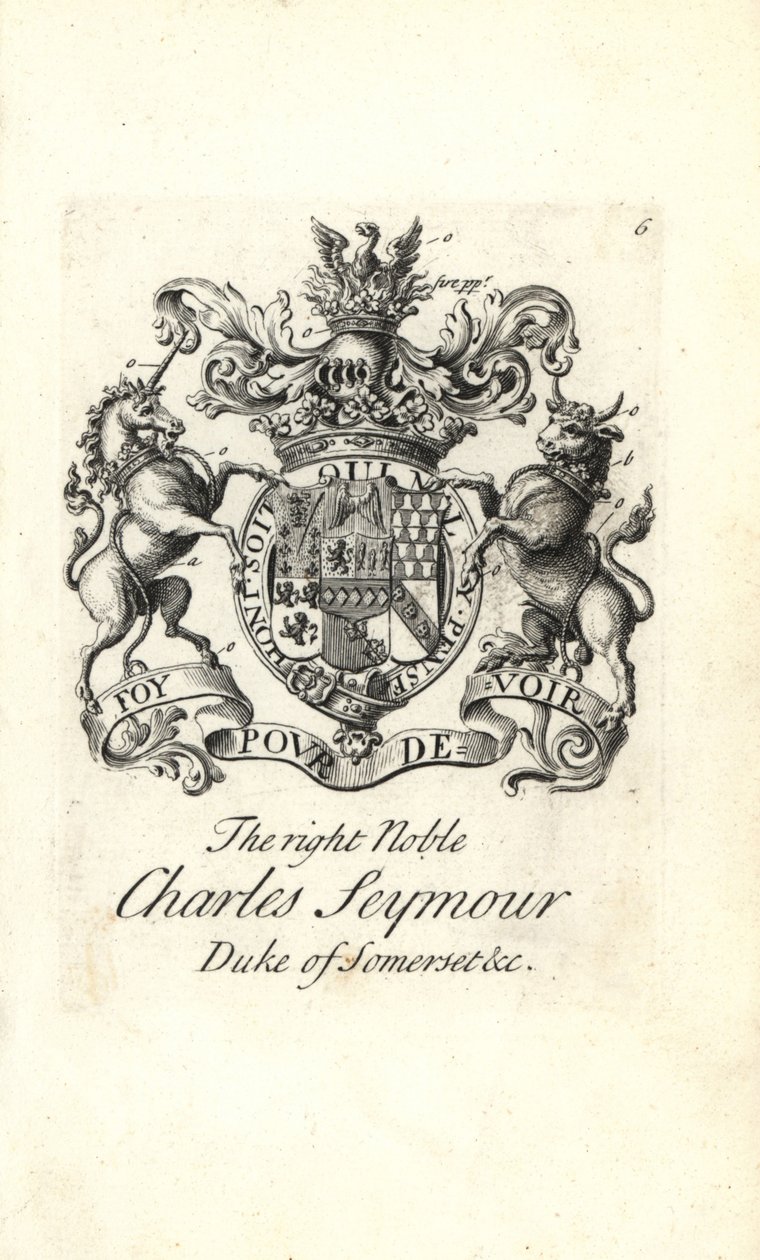 Våbenskjold og våbenskjold af den højre adelige Charles Seymour, 6. hertug af Somerset af Andrew Johnston