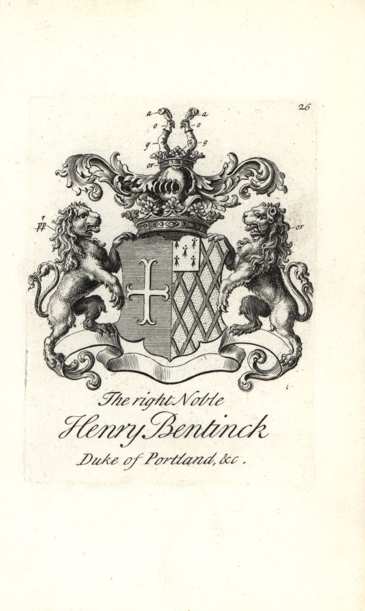 Våbenskjold og våbenskjold af den højre adelige Henry Bentinck af Andrew Johnston