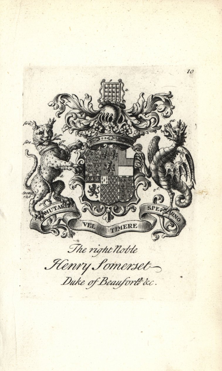 Våbenskjold og våbenskjold af den højre adelige Henry Somerset, 2. hertug af Beaufort af Andrew Johnston