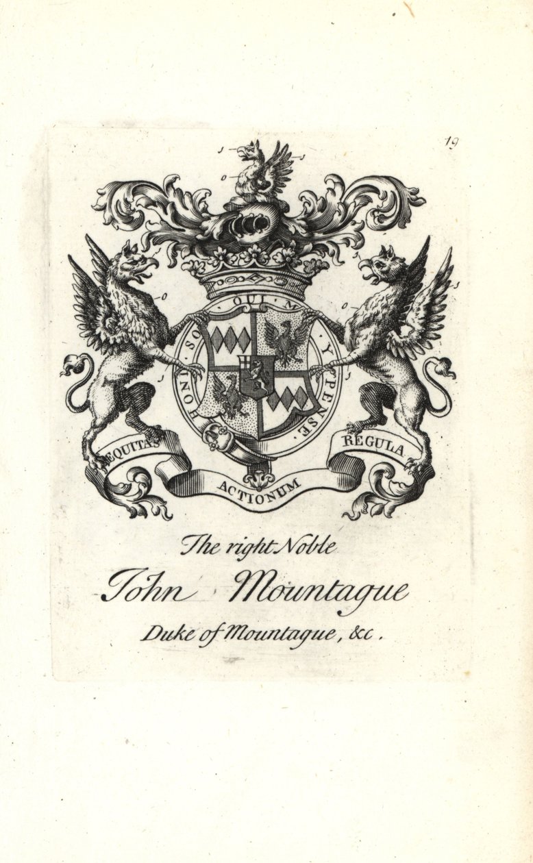 Våbenskjold og våbenskjold af den højre adelige John Montagu, 2. hertug af Montagu 1690-1749 af Andrew Johnston