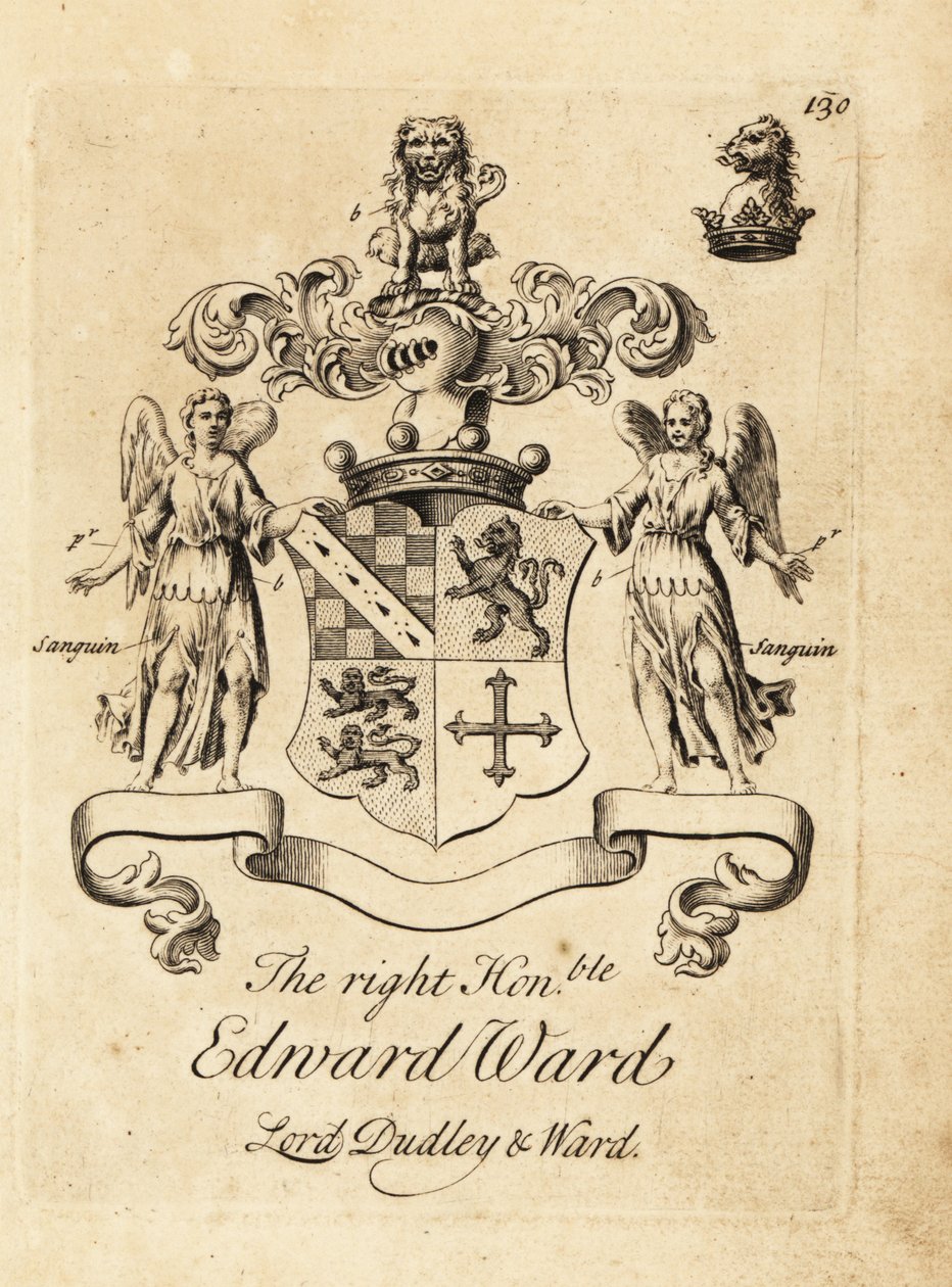 Våbenskjold fra højre ærede Edward Ward, 9. Baron Dudley, 4. Baron Ward af Andrew Johnston