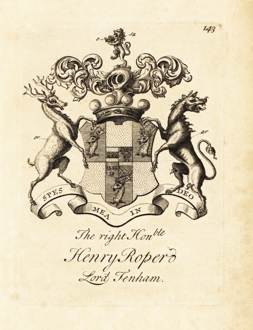 Våbenskjold fra den højre ærede Henry Roper, Lord Tenham af Andrew Johnston