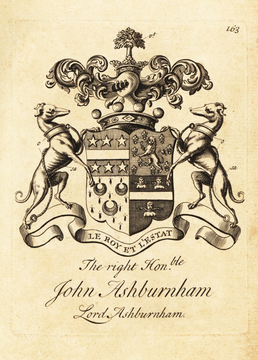 Våbenskjold af den højre ærede John Ashburnham, Lord Ashburnham af Andrew Johnston
