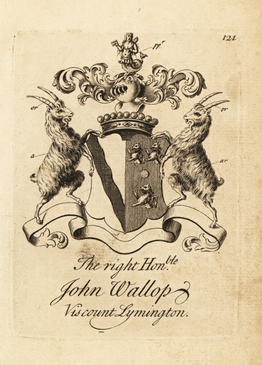 Våbenskjold af den højre ærede John Wallop, Viscount Lymington af Andrew Johnston