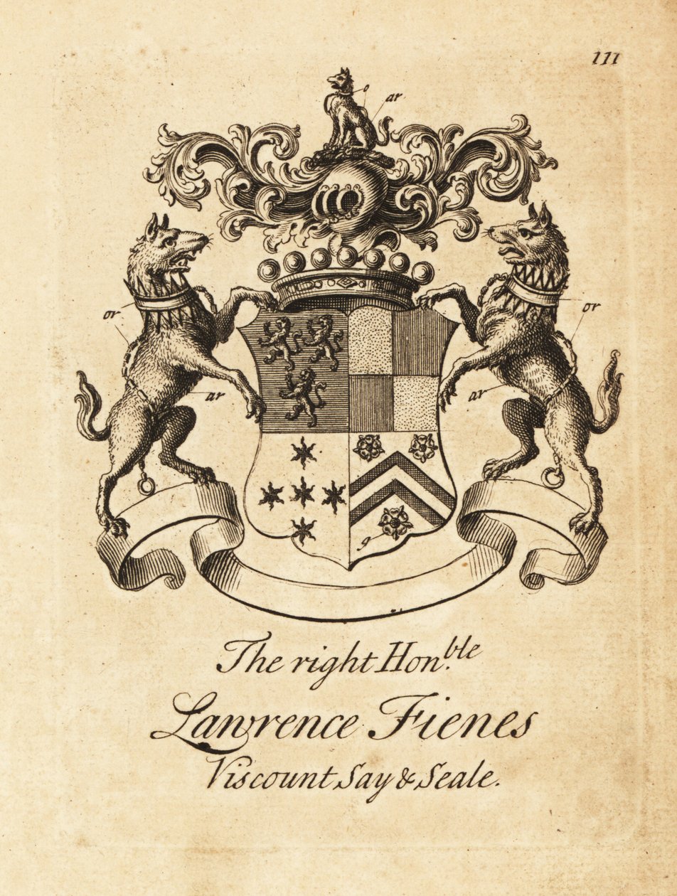 Våbenskjold fra højre, ærede Lawrence Fienes, 5. Viscount Saye og Sele (1690-1742) af Andrew Johnston