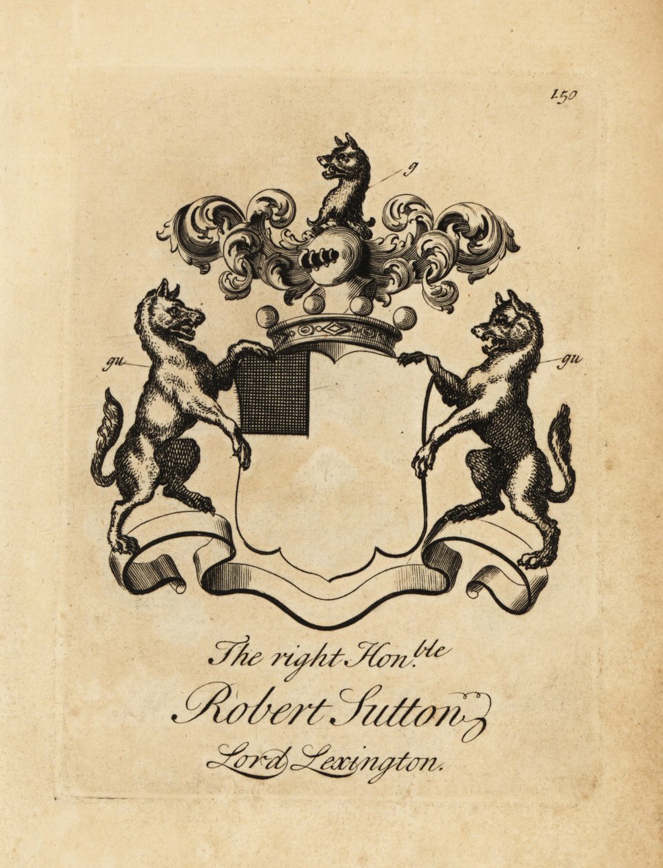 Våbenskjold fra den højre ærede Robert Sutton, Lord Lexington, 2. Baron Lexington (1662-1723) af Andrew Johnston