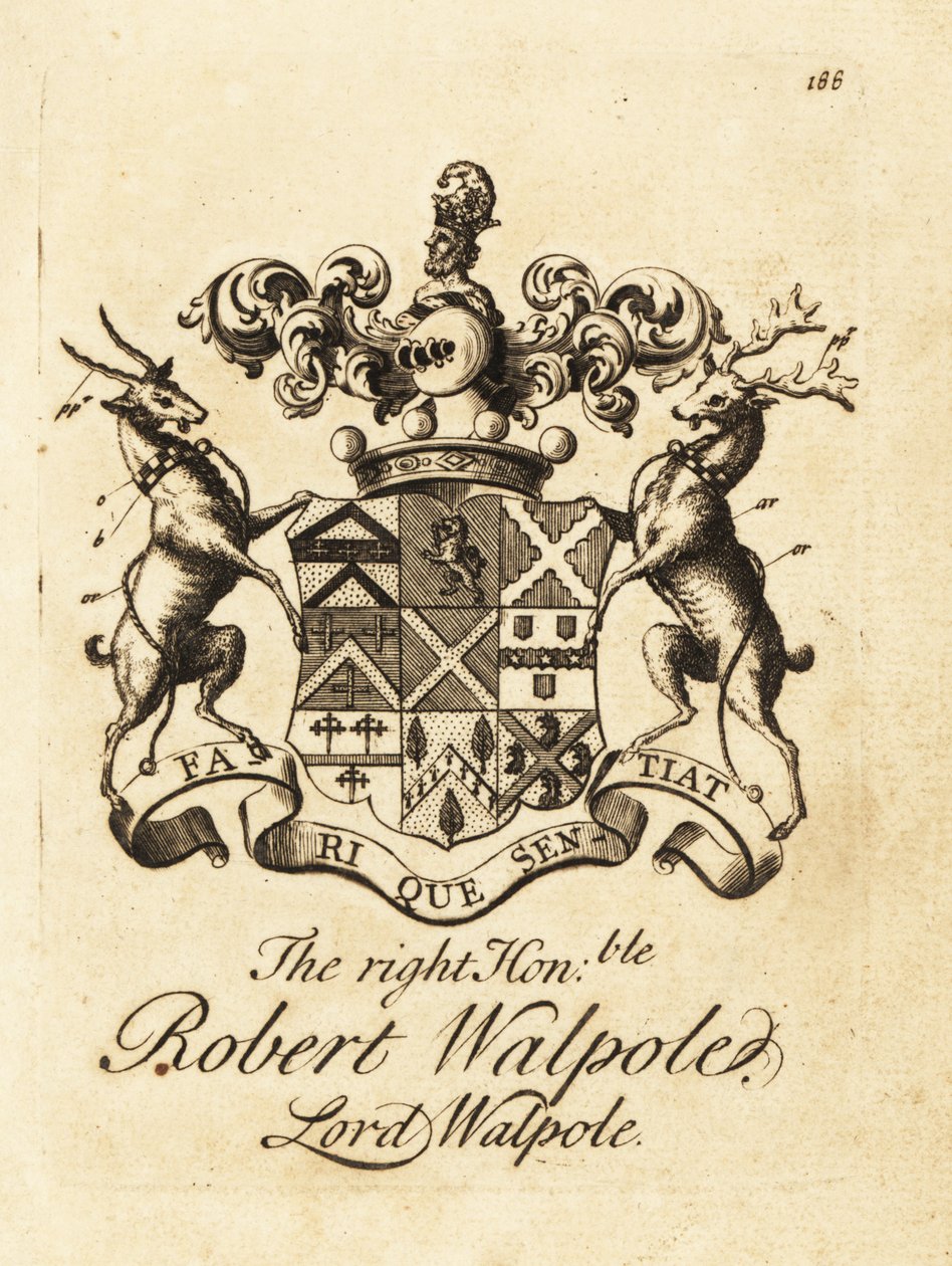 Våbenskjold af den højre ærede Robert Walpole, Lord Walpole, 2. jarl af Orford af Andrew Johnston