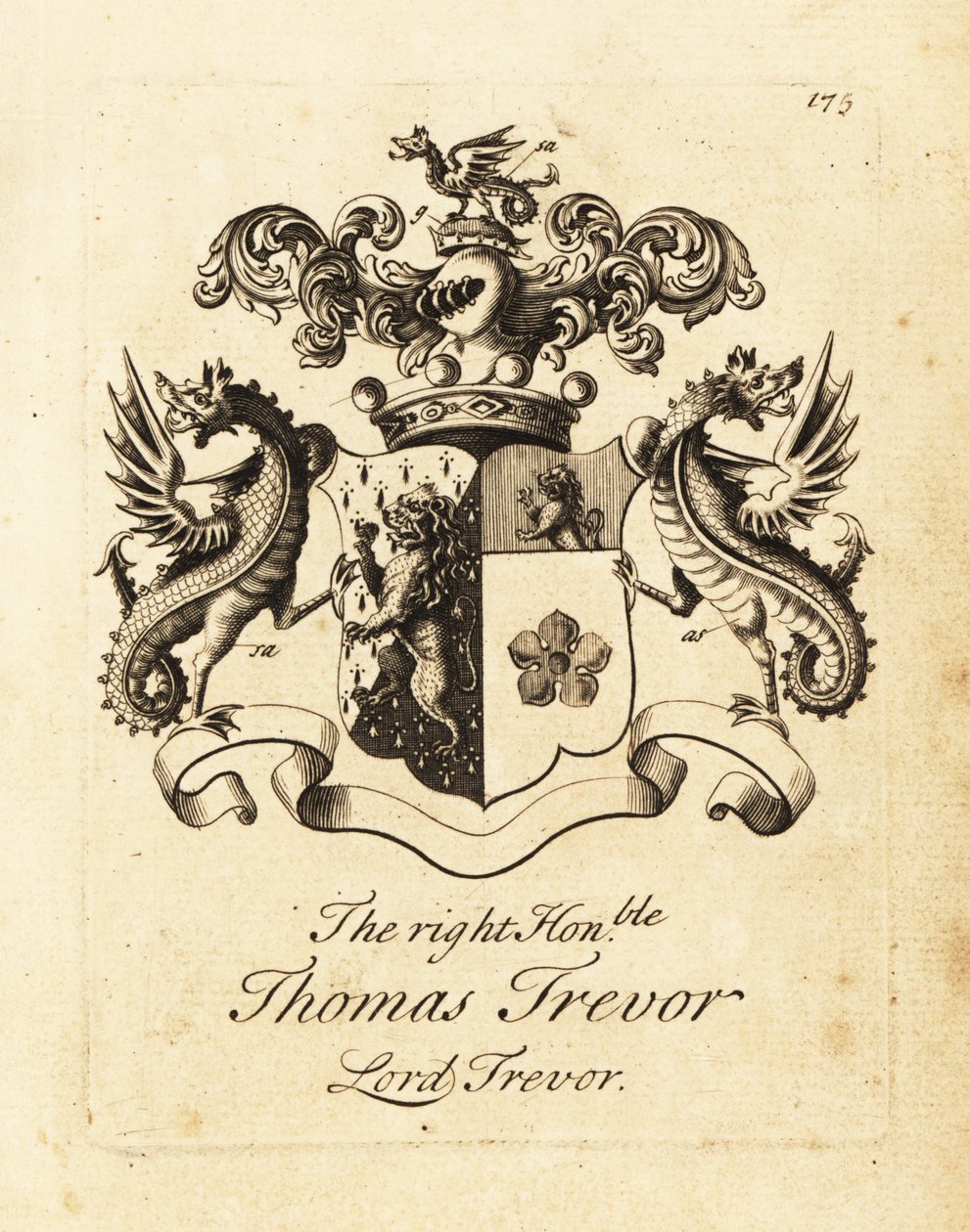 Våbenskjold af den højre ærede Thomas Trevor, Lord Trevor af Andrew Johnston