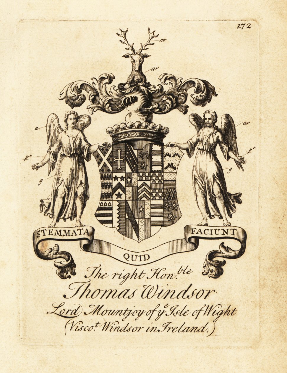 Våbenskjold fra højre ærede Thomas Windsor, Lord Mountjoy fra Isle of Wight af Andrew Johnston