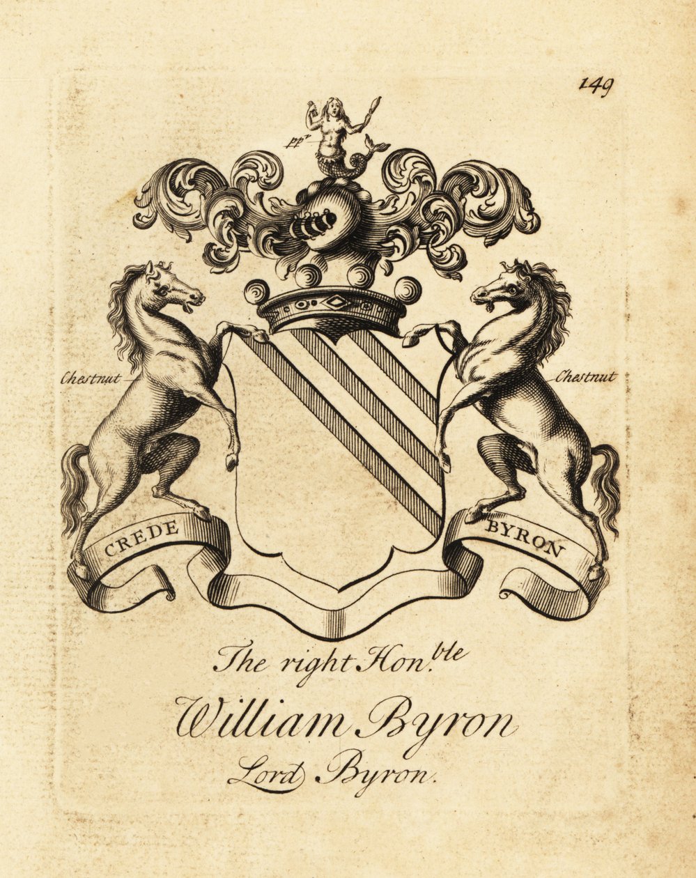 Våbenskjold fra den højre ærede William Byron, Lord Byron, 4. Baron Byron (1670-1736) af Andrew Johnston
