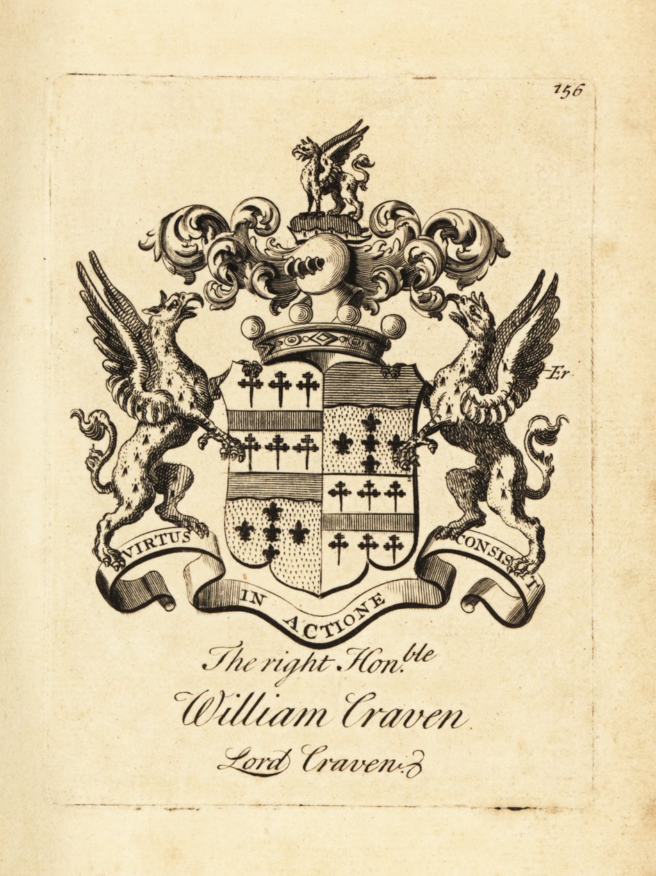 Våbenskjold fra den højre ærede William Craven, Lord Craven, 3. Baron Craven (1700-1739) af Andrew Johnston