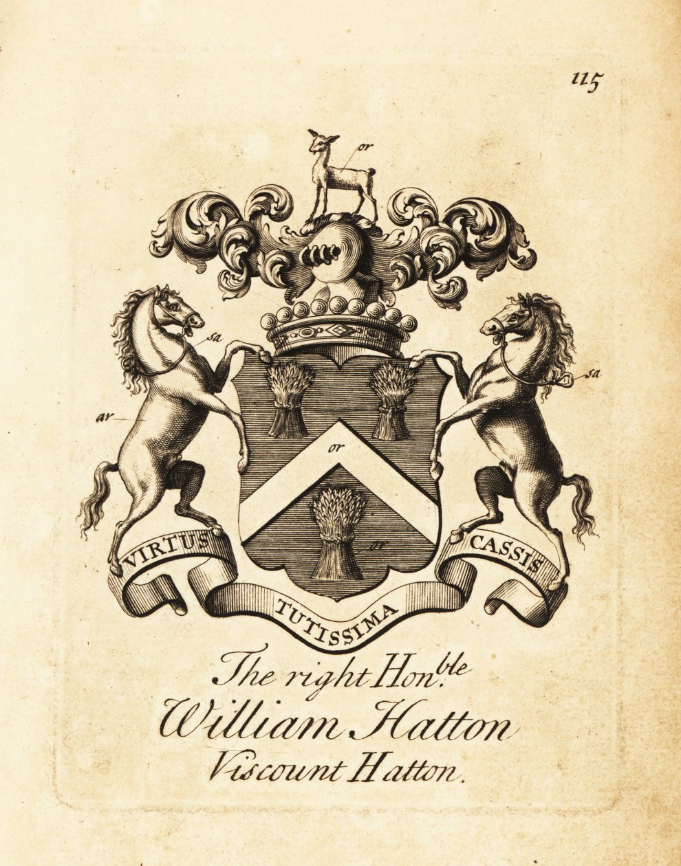 Våbenskjold fra højre, ærede Lawrence Fienes, 5. Viscount Saye og Sele (1690-1742) af Andrew Johnston