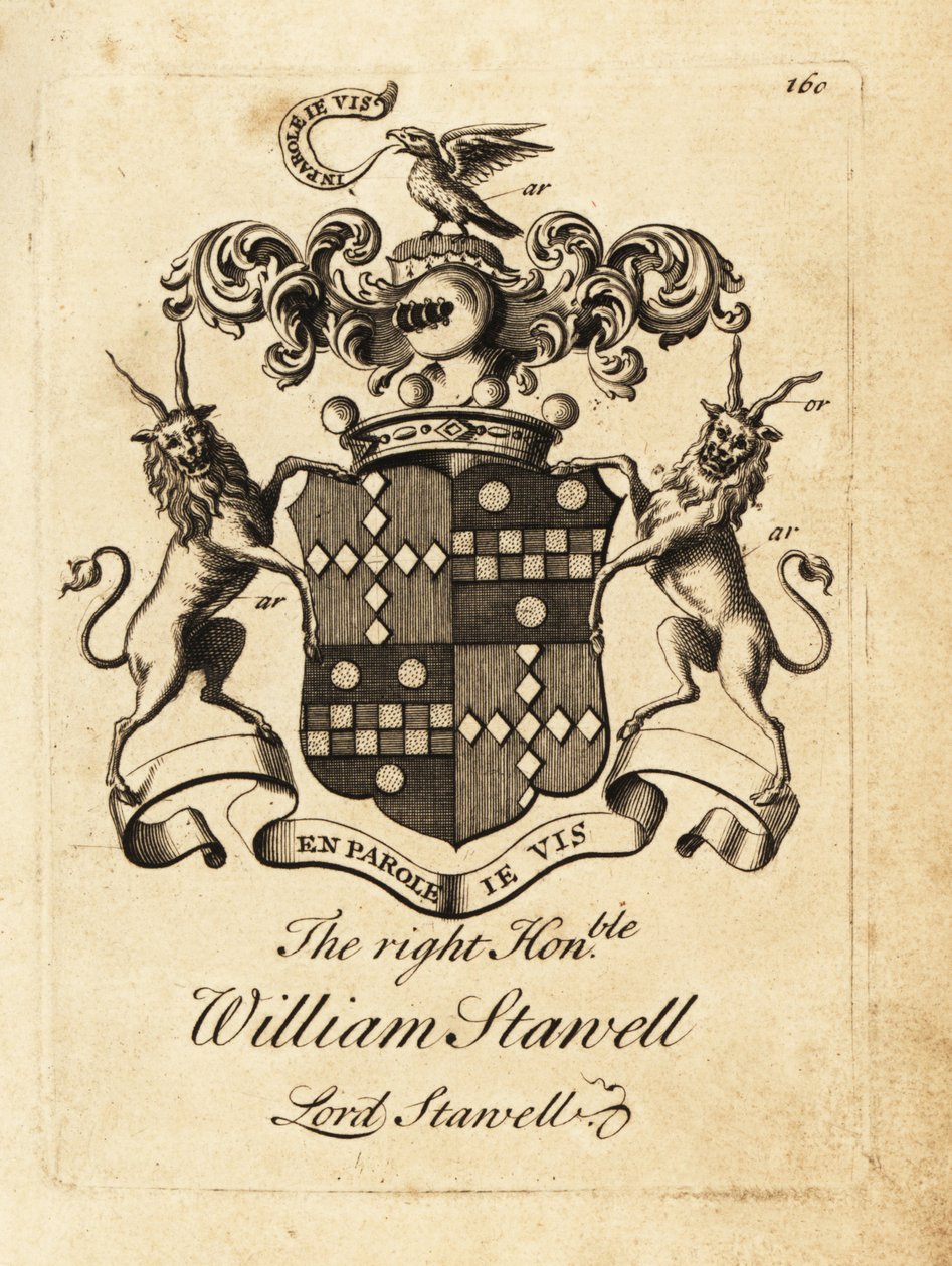 Våbenskjold fra den højre ærede William Stawell, Lord Stawell, 3. Baron Stawell (død 1742) af Andrew Johnston