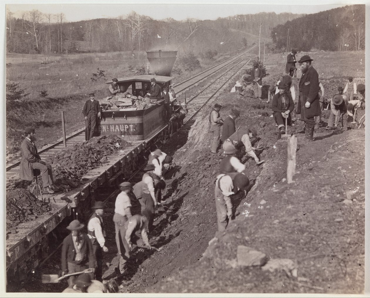 Udgravning til "Y" ved Devereaux Station, Orange & Alexandria Railroad af Andrew Joseph Russell