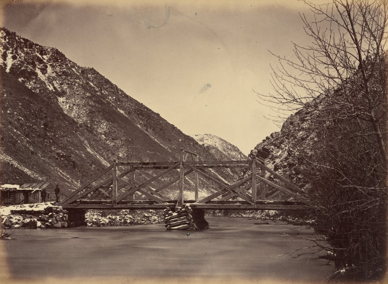 Billede 42. Mormon Turnpike Bridge, udmundingen af Weber Canon,1869 (foto) af Andrew Joseph Russell