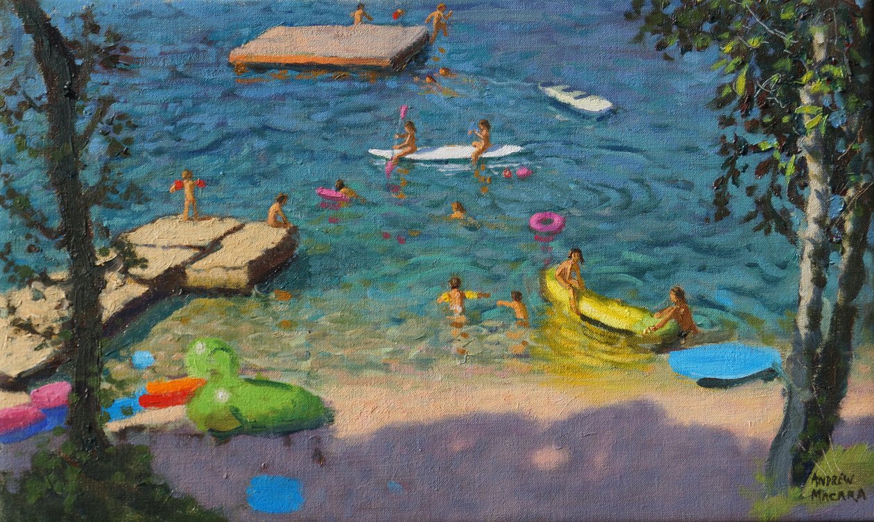 Kanoer, Kroatien, (olie på lærred) af Andrew Macara