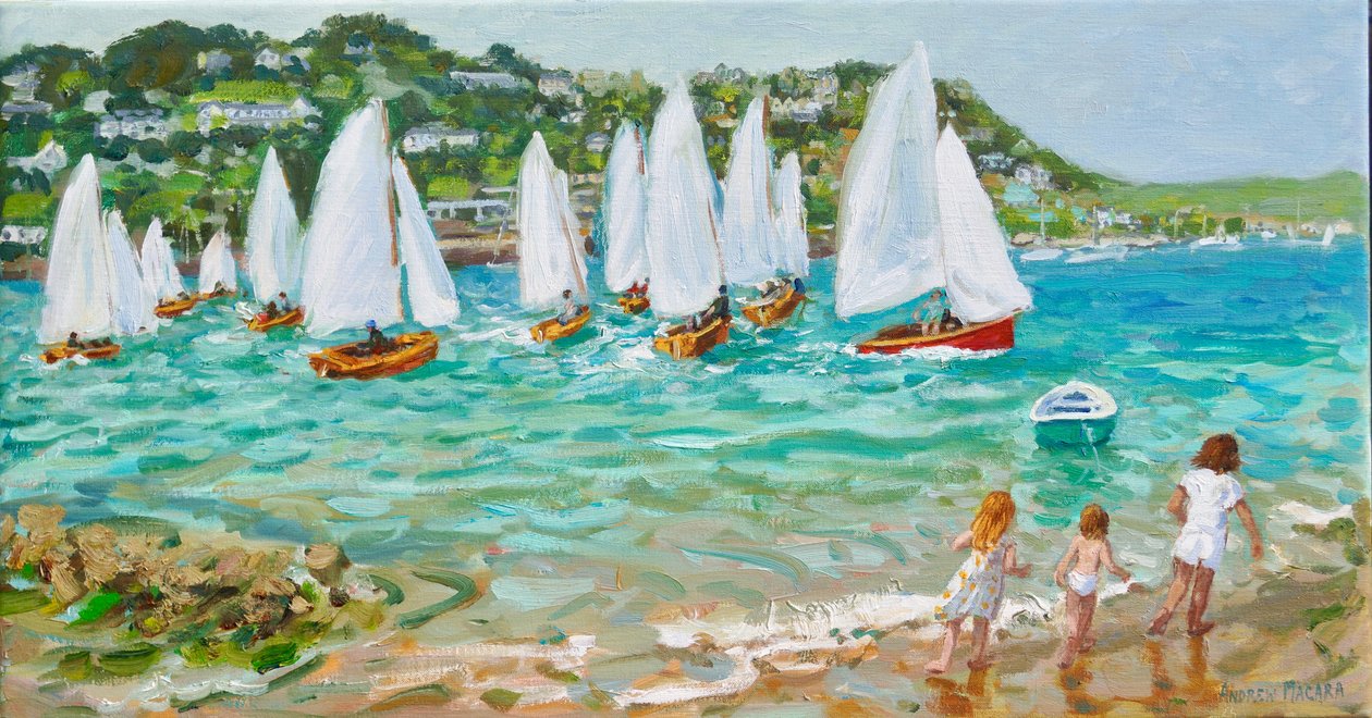 Jagter bådene, Salcombe, 2018, af Andrew Macara