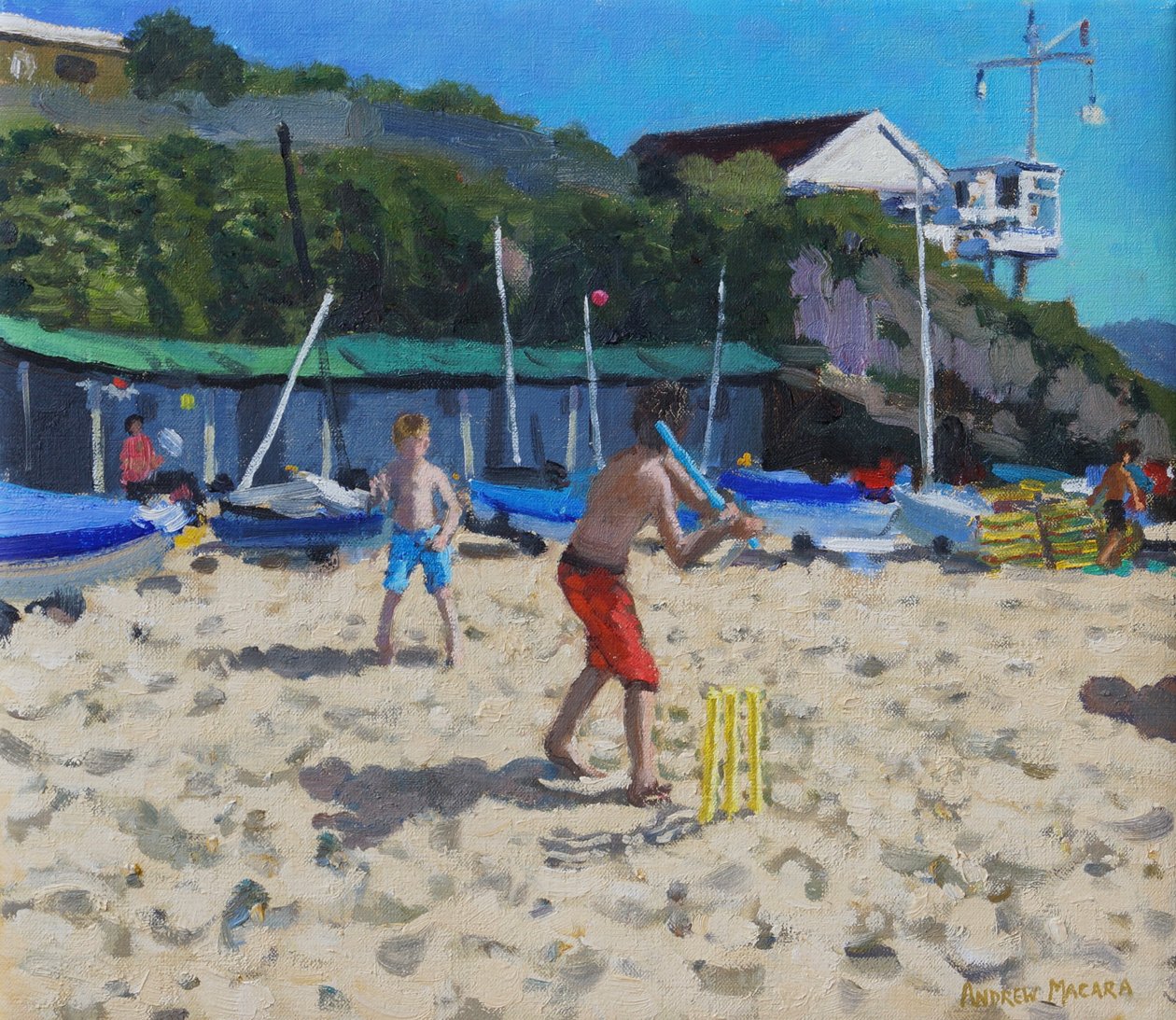 Cricket og gule stubbe, Abersoch af Andrew Macara