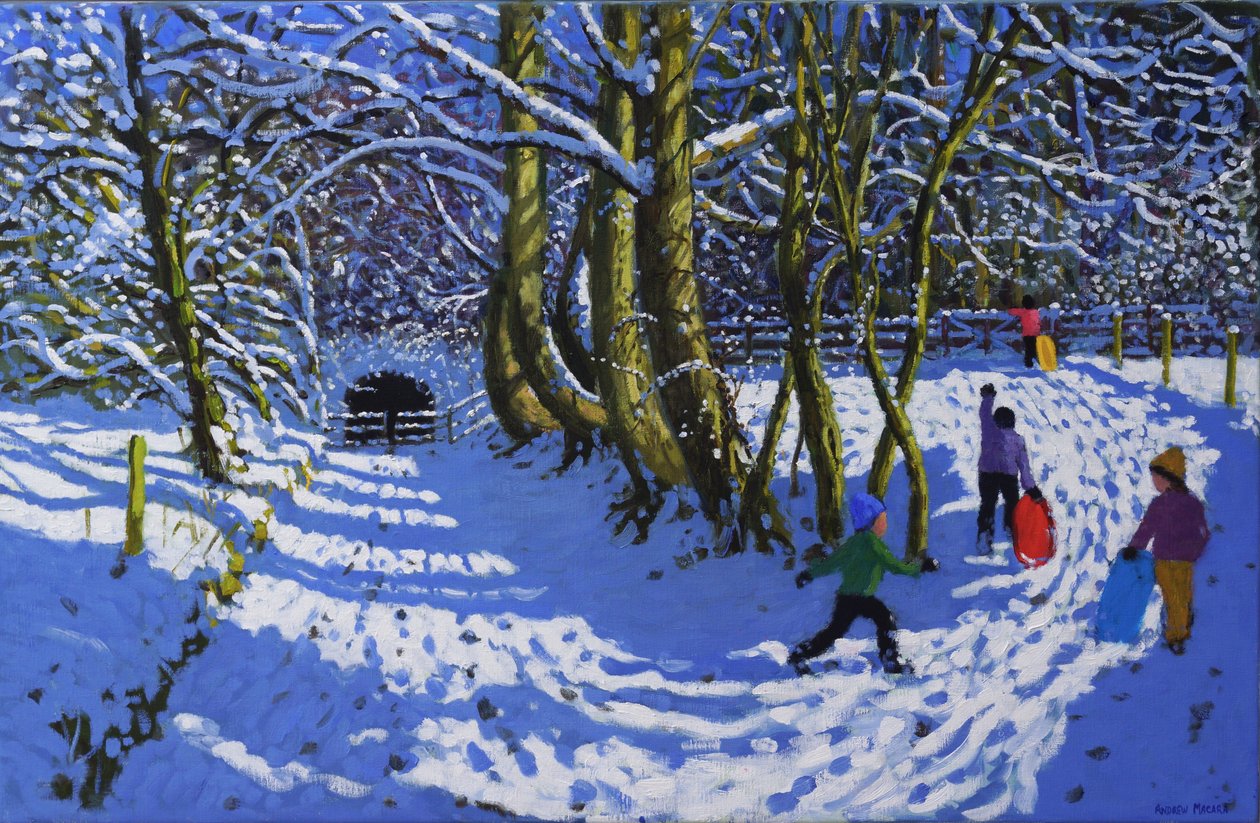 Gå slæde, Calke Abbey, 2021 (olie på lærred) af Andrew Macara