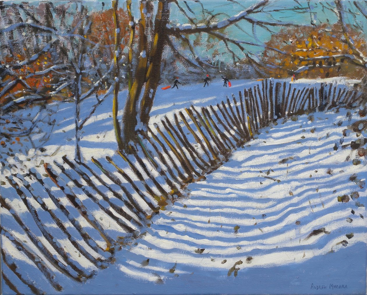 Leaning Fence, 2011 (olie på lærred) af Andrew Macara