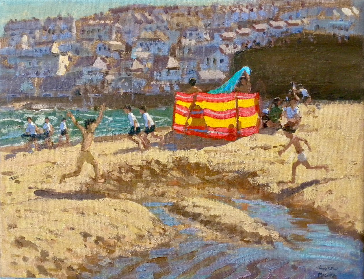 Orange og gult vindfang, St Ives.2010 14x18" af Andrew Macara