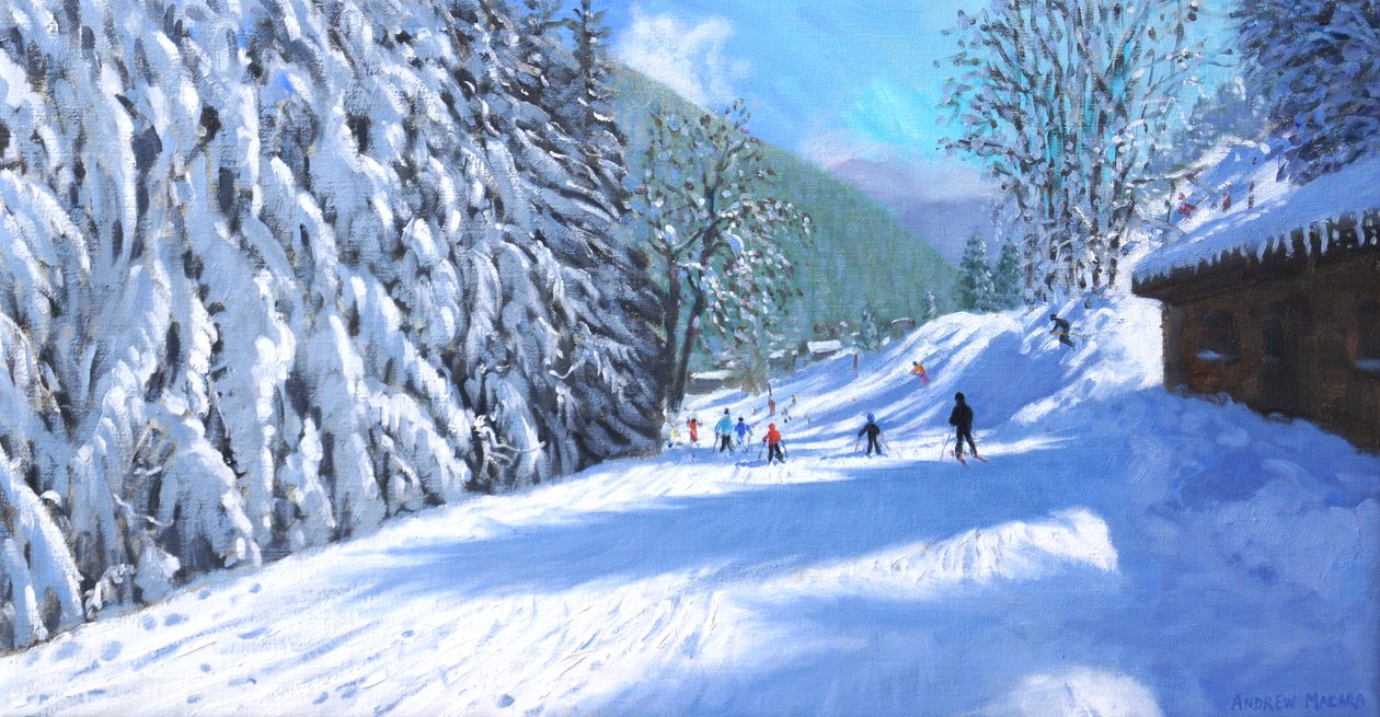 Vend tilbage til Morzine (olie på lærred) af Andrew Macara
