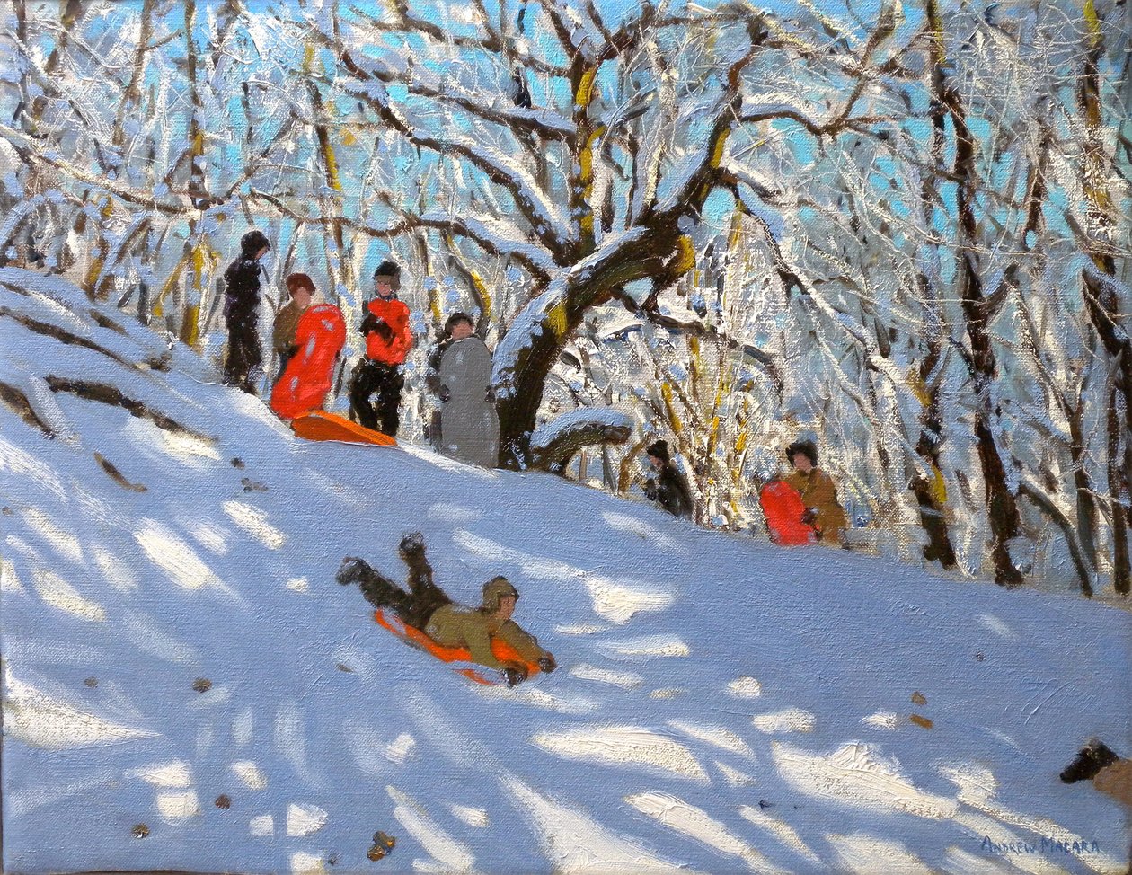 Sledging, 2010 (olie på lærred) af Andrew Macara