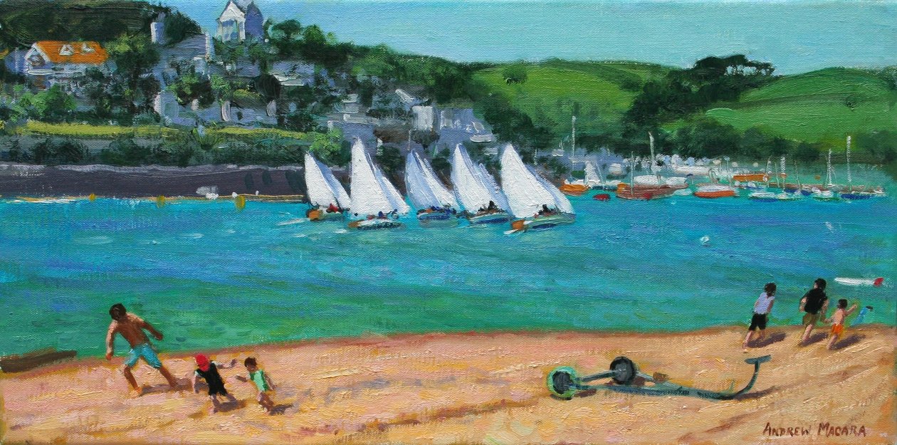 Summer Regatta, Salcombe, 2018 (olie på lærred) af Andrew Macara