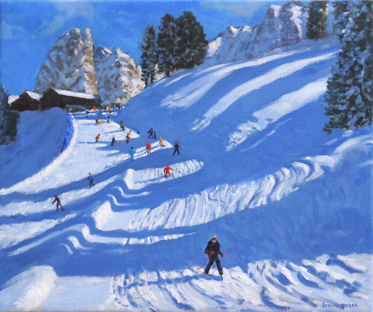 Sol og skygger, Kitzbuhel, Østrig, 2022 (olie på lærred) af Andrew Macara