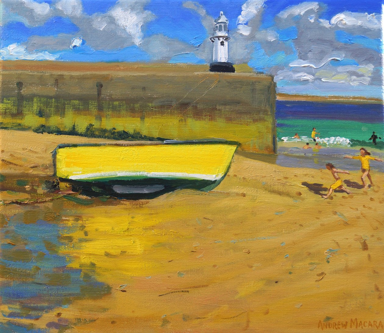 Yellow Boat,St Ives,2017, af Andrew Macara
