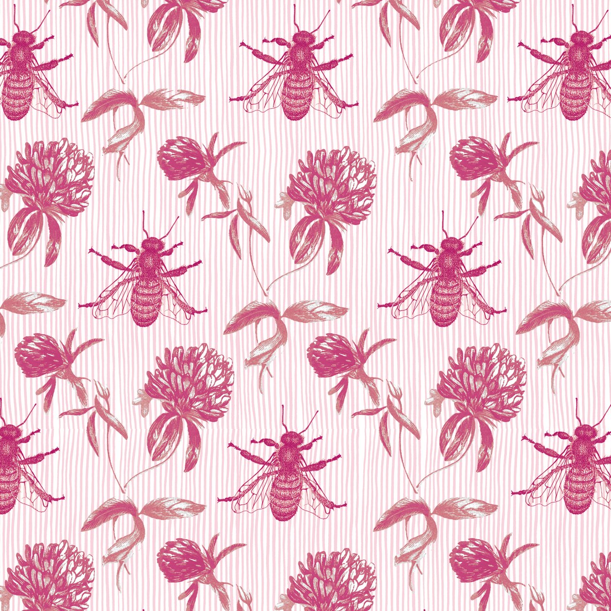 Clover and Honey Bee, 2017, blæk og digital af Andrew Watson