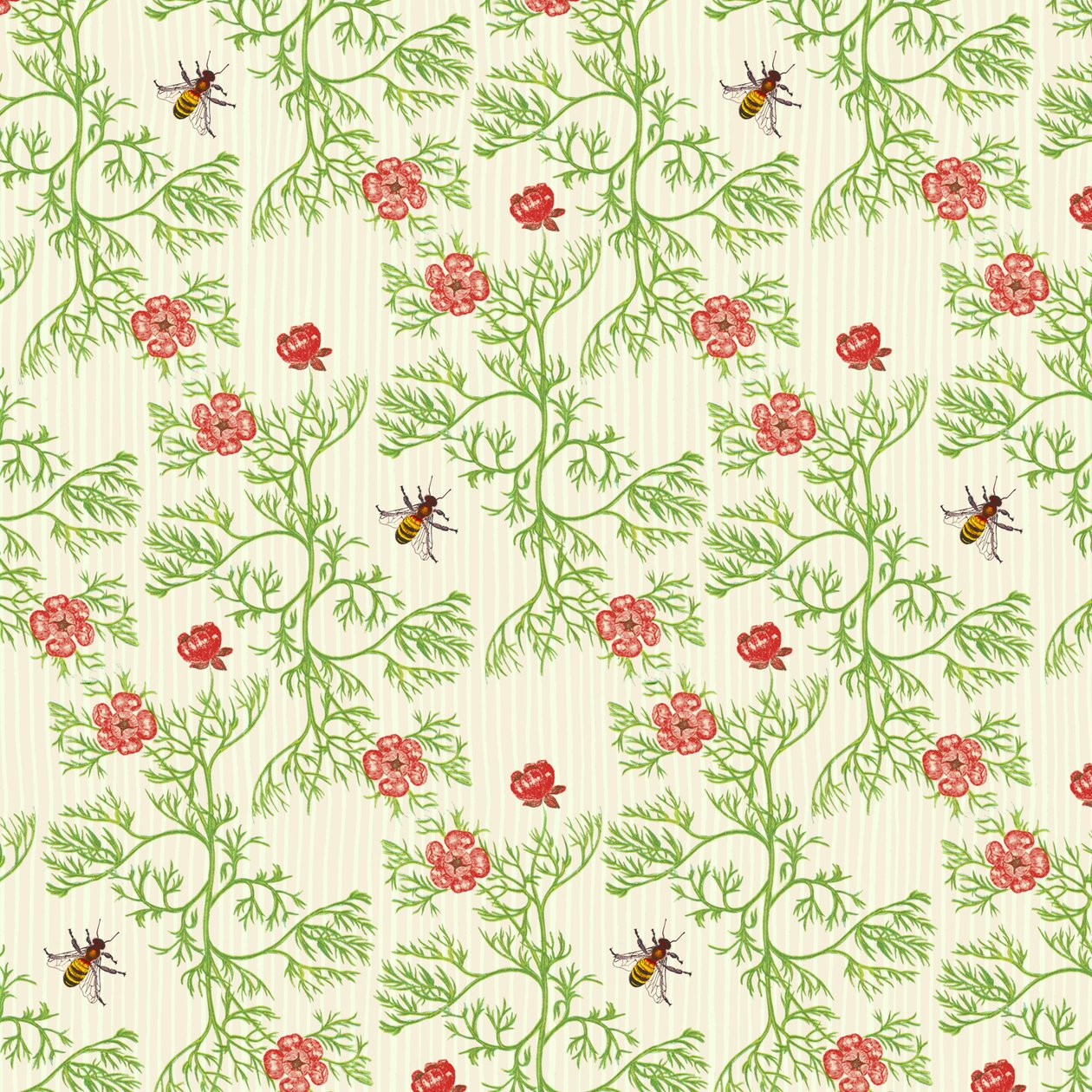 Honey Bee Floral, 2017 (blæk akvarel, digital) af Andrew Watson