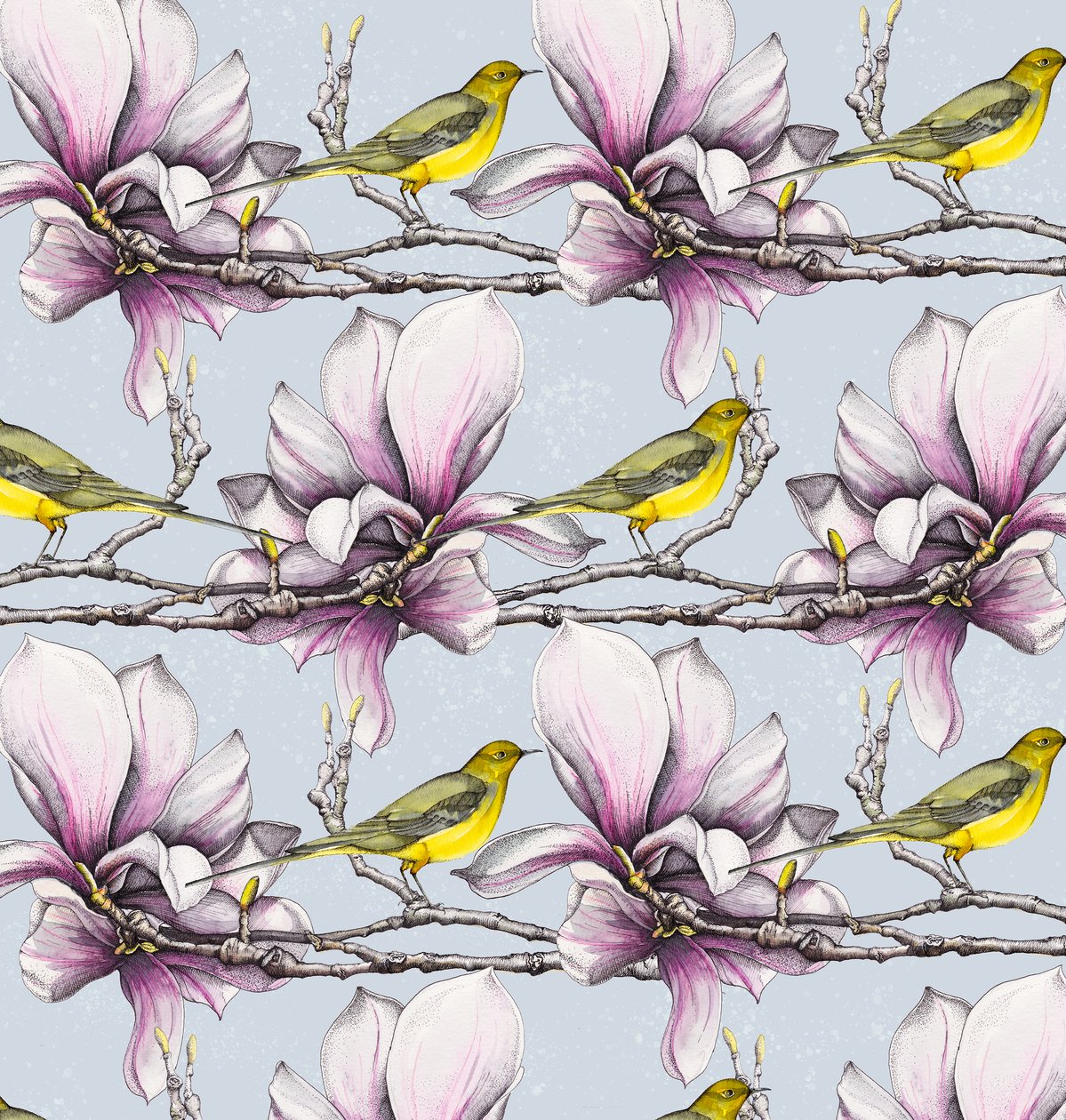 Magnolia og gule vipstjerter, 2019 (akvarel, pen) af Andrew Watson