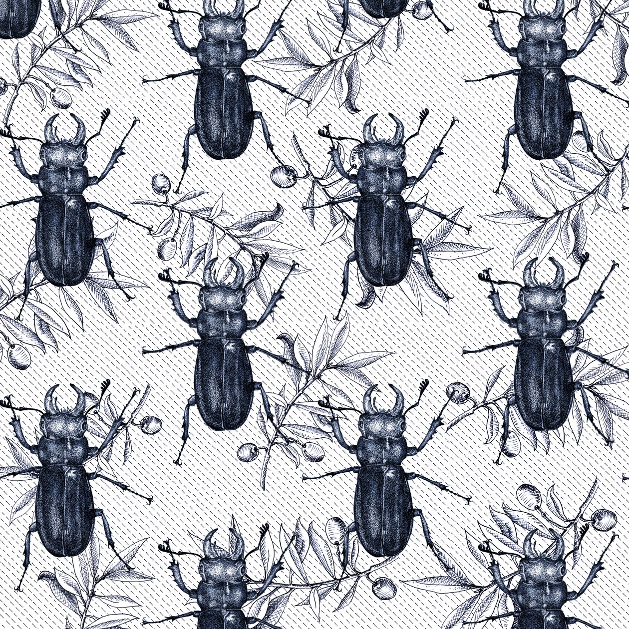 Stag Beetles, 2017, Ink af Andrew Watson