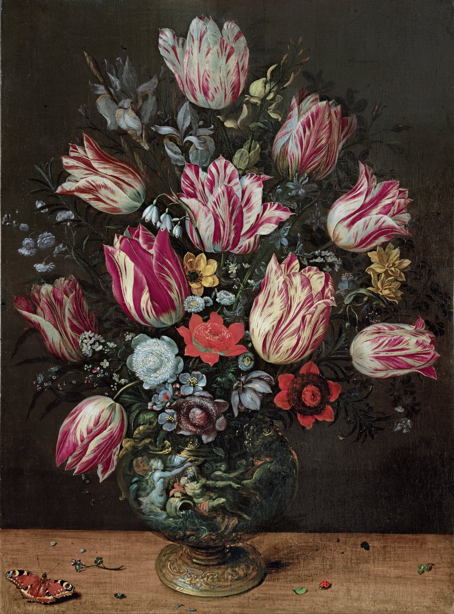 Vase med tulipaner af Frans Francken the Younger