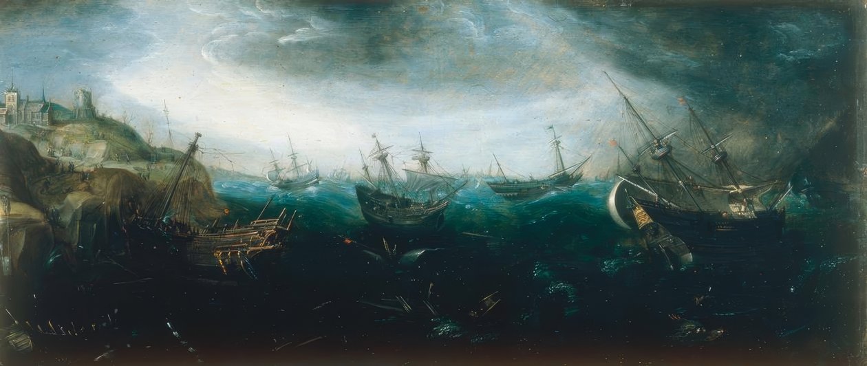 Skibe i stormfulde hav af Andries van Eertvelt