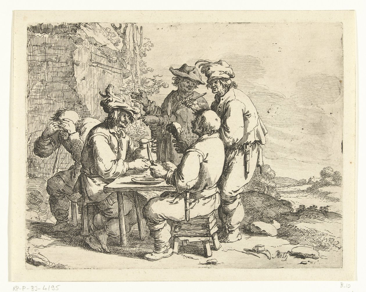 Berusede bønder ved et bord af Andries Both