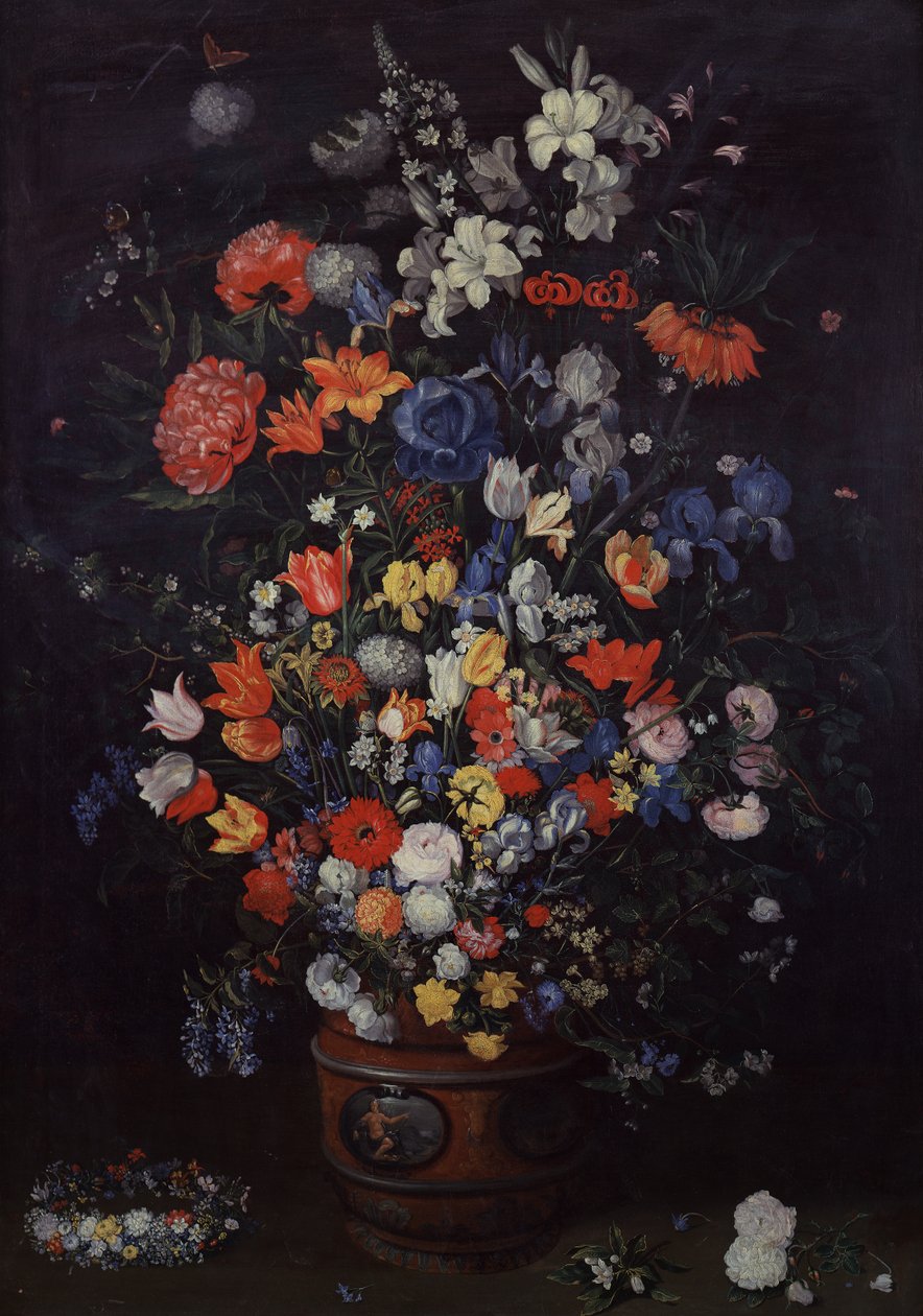 Buket blomster (olie på lærred) af Andries Daniels or Danielsz