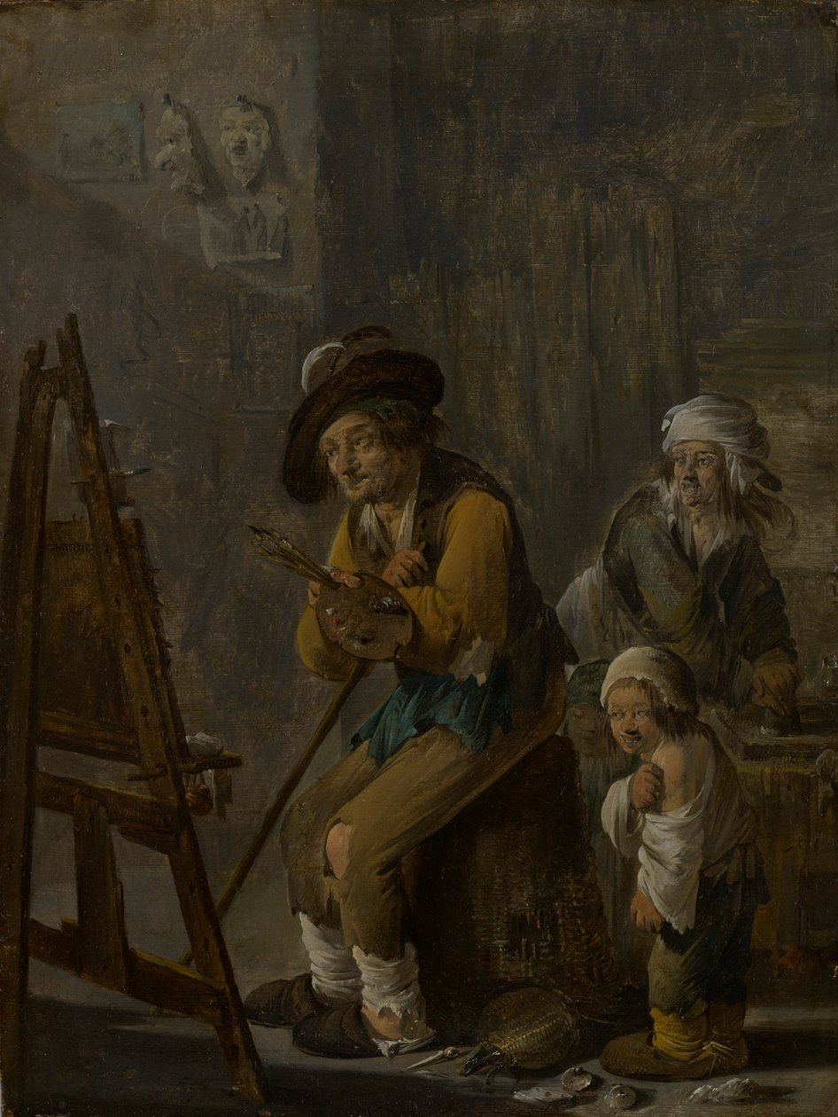 Den stakkels maler i sit atelier af Andries Dirksz Both