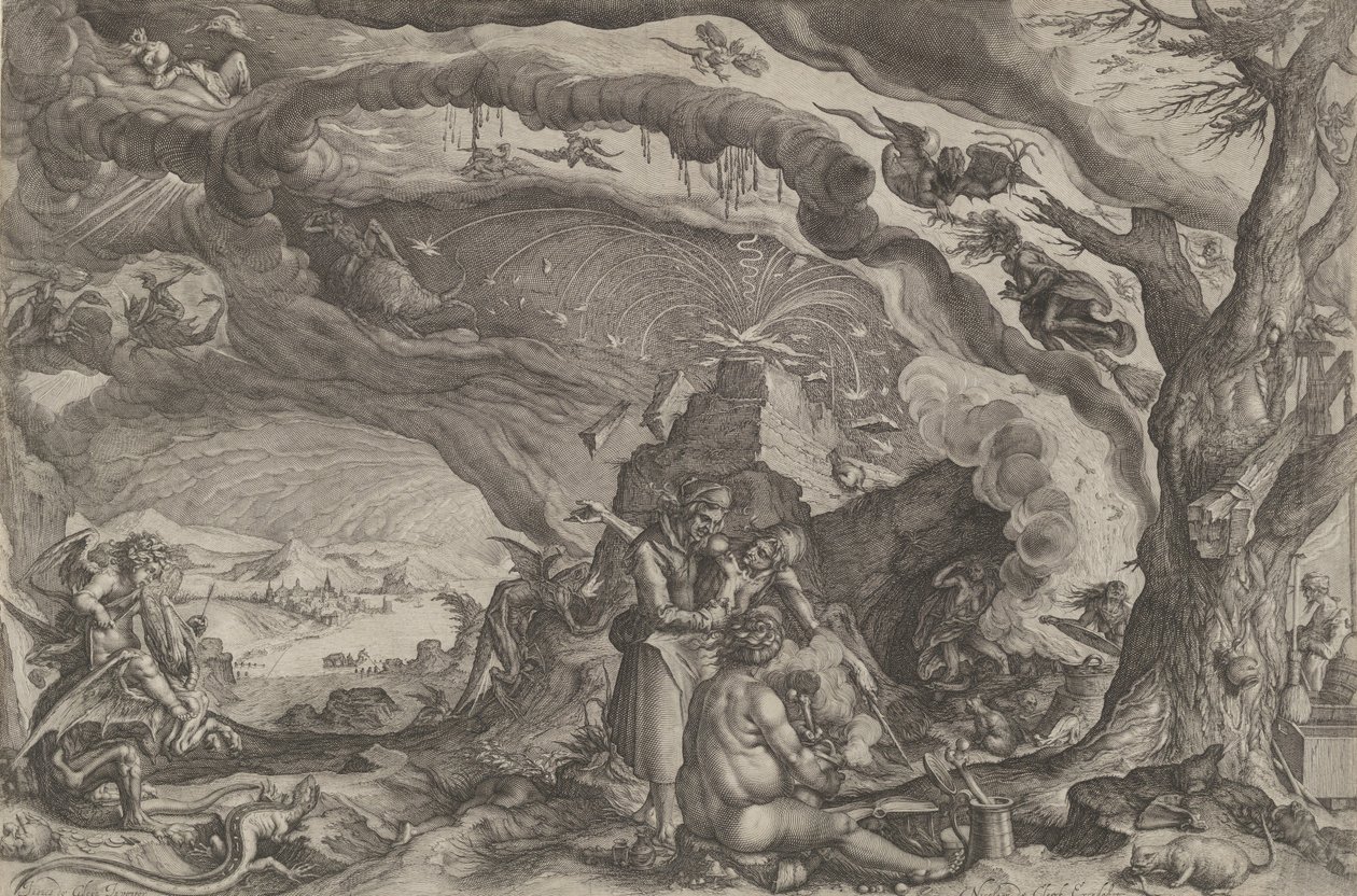Hekse forbereder sig til sabbat, ca. 1610. af Andries Stock