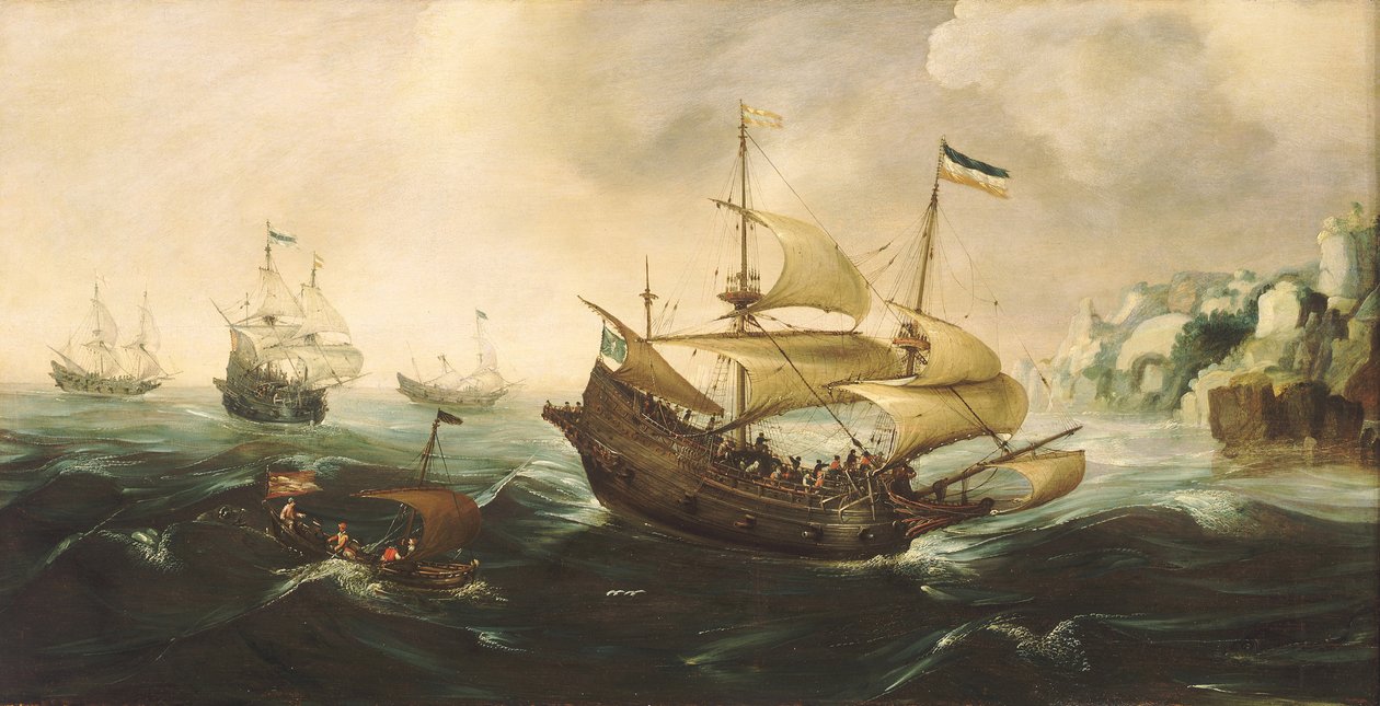 Hollandske skibe løber ned på en klippekyst af Andries van Eertvelt