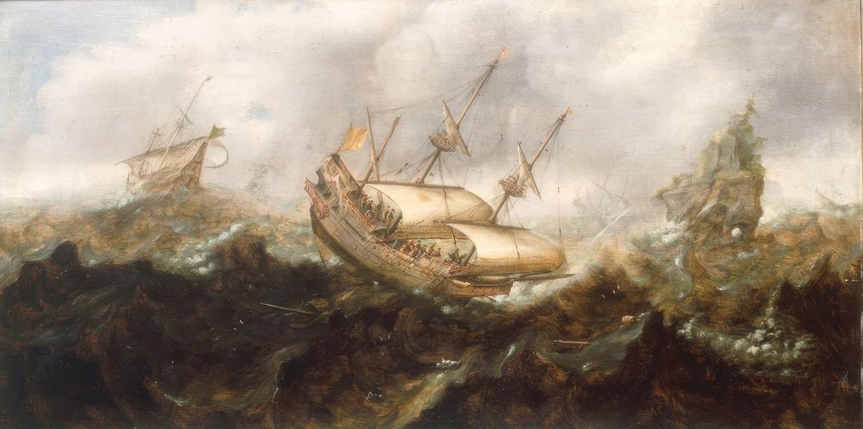 Skibe i stormende hav af Andries van Eertvelt
