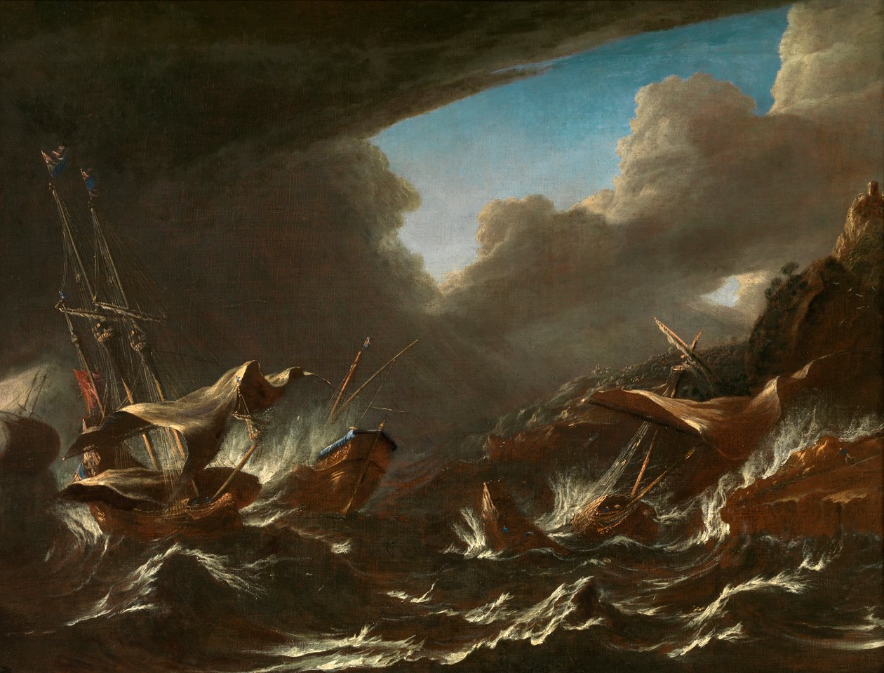 Storm at Sea (olie på lærred) af Andries van Eertvelt