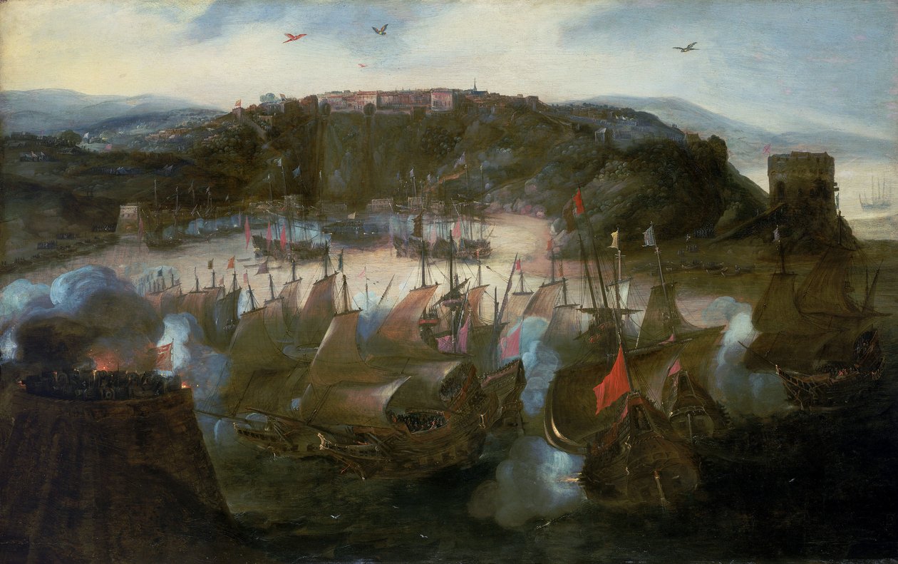 Den hollandske flådes angreb på San Salvador (eller Bahia, det nuværende Salvador i Brasilien) i 1624 af Andries van Eertvelt