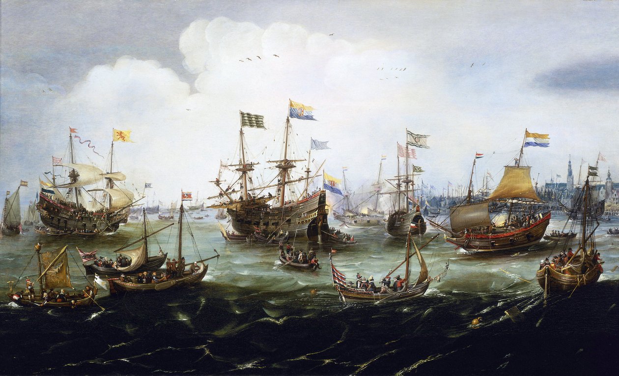 Den hollandske flådes tilbagevenden, 1. maj af Andries van Eertvelt