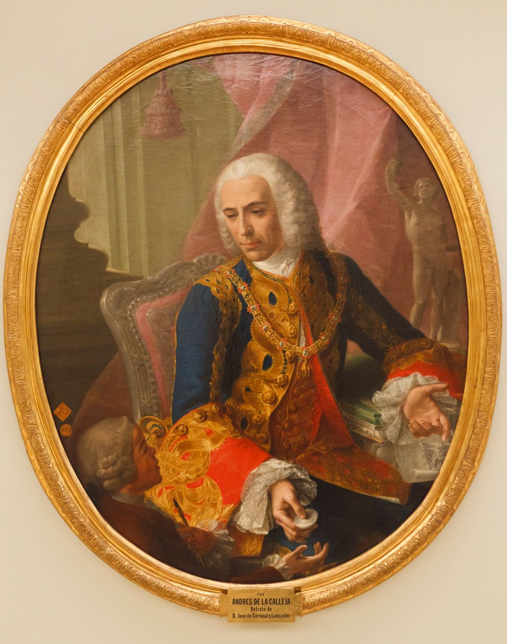 Portræt af Don Jose de Carvajal y Lancaster med barnet, Mariano Sanchez, 1754 af Andrés de la Calleja