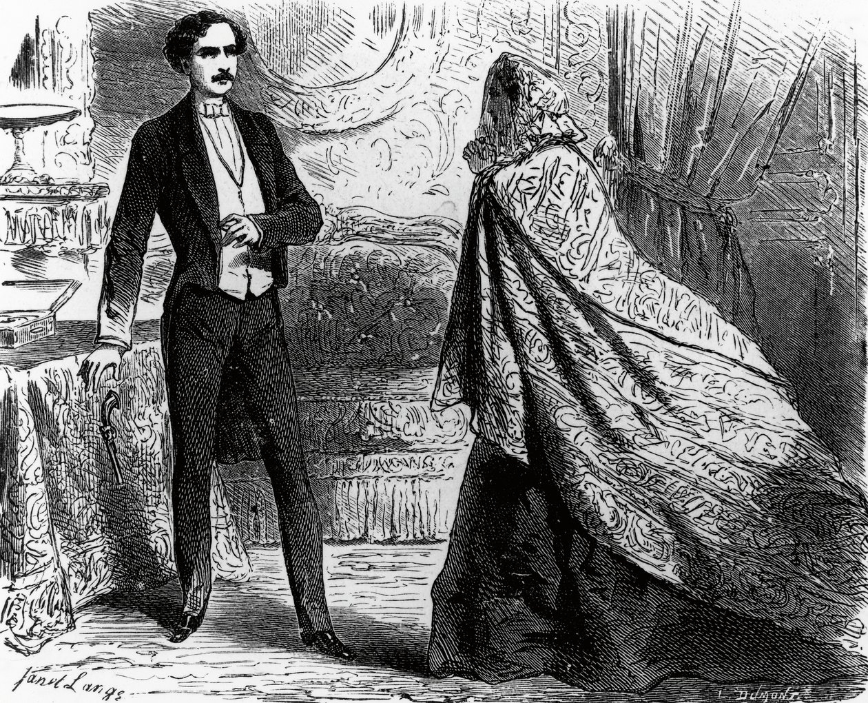 Illustration til greve af Monte Cristo, roman af Alexandre Dumas (1802-1870) og Auguste Maquet (1813-1888), gravering efter tegning af Ange Louis Janet (1815-1872) af Ange Louis (1815 72) Janet